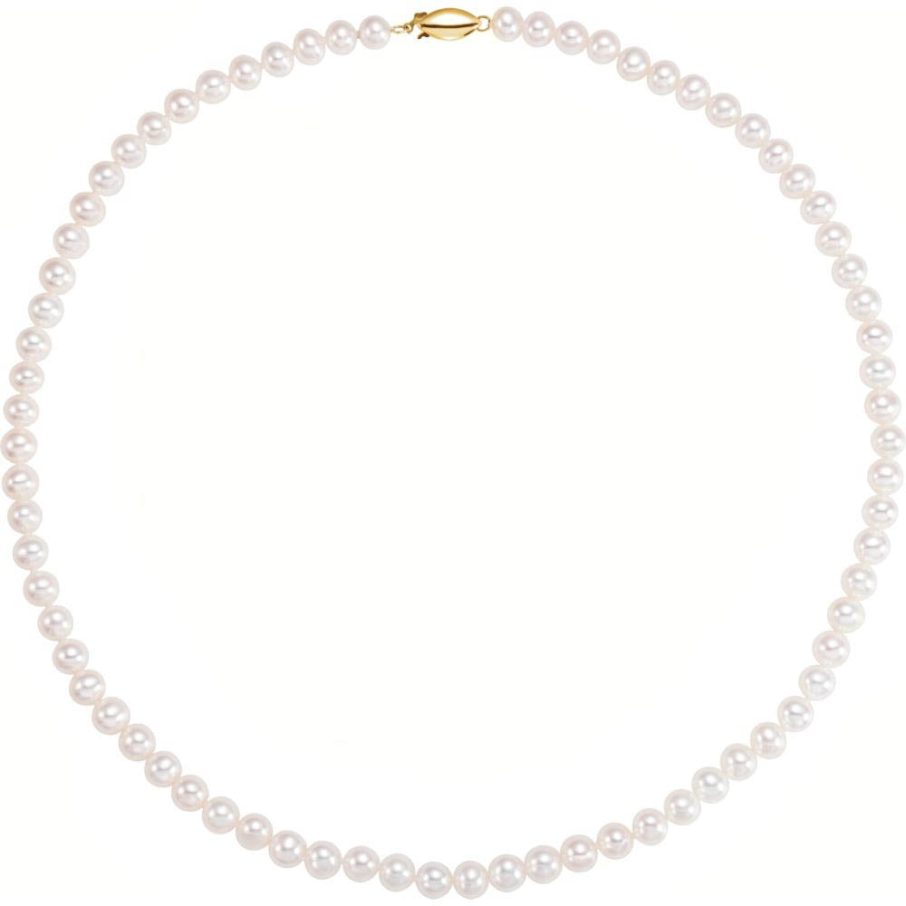 Alternate view of the 6.5-7.0mm, White FW Cultured Pearl & 14k Yellow Gold Necklace, 18 In by The Black Bow Jewelry Co.