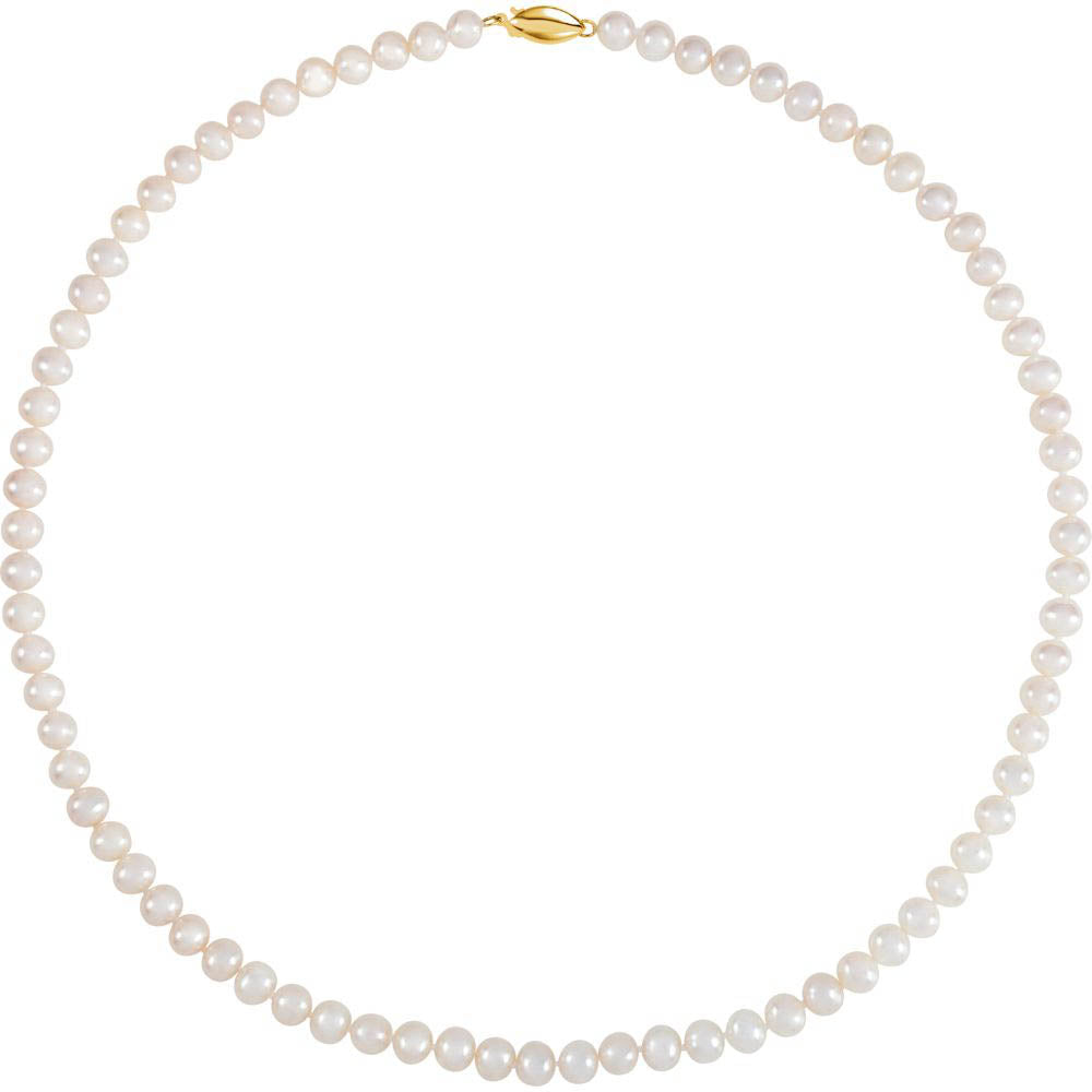 5.5-6.0mm White FW Cultured Pearl & 14k Yellow Gold Necklace, 18 Inch, Item N14216 by The Black Bow Jewelry Co.