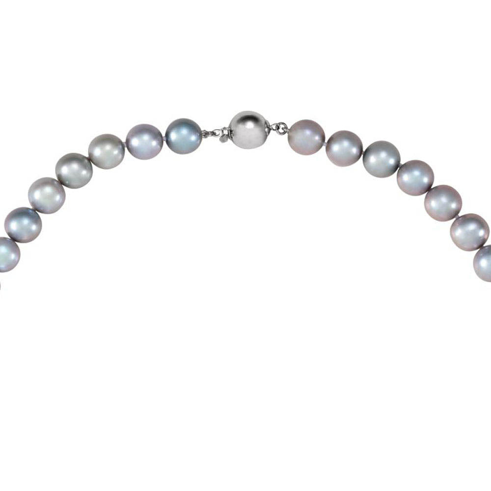 Alternate view of the 10-11mm, FW Cultured Gray Pearl & Sterling Silver Necklace, 18 Inch by The Black Bow Jewelry Co.