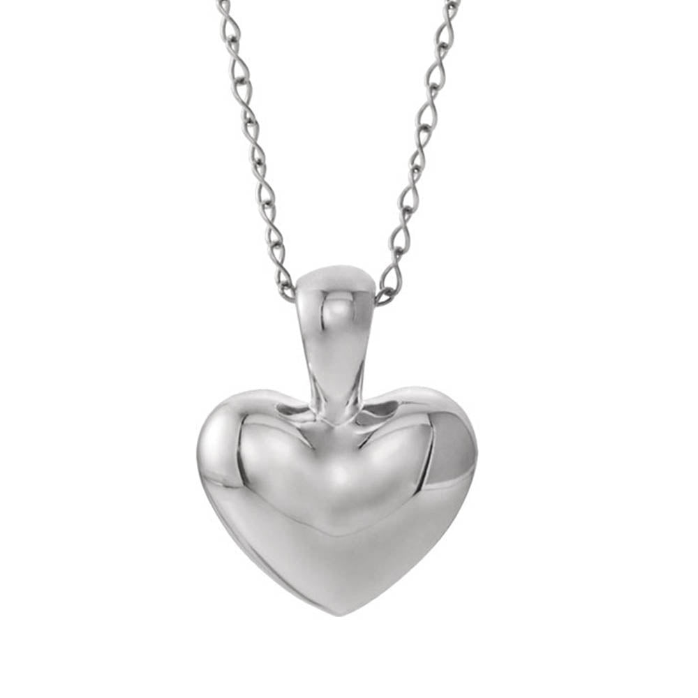 Youth Sterling Silver Small 8mm Heart Necklace, 15 Inch, Item N14235 by The Black Bow Jewelry Co.
