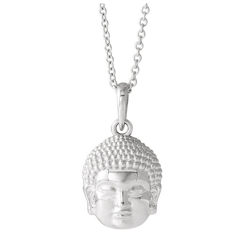Sterling Silver Small 2D Buddha Necklace, 16-18 Inch, Item N14240 by The Black Bow Jewelry Co.