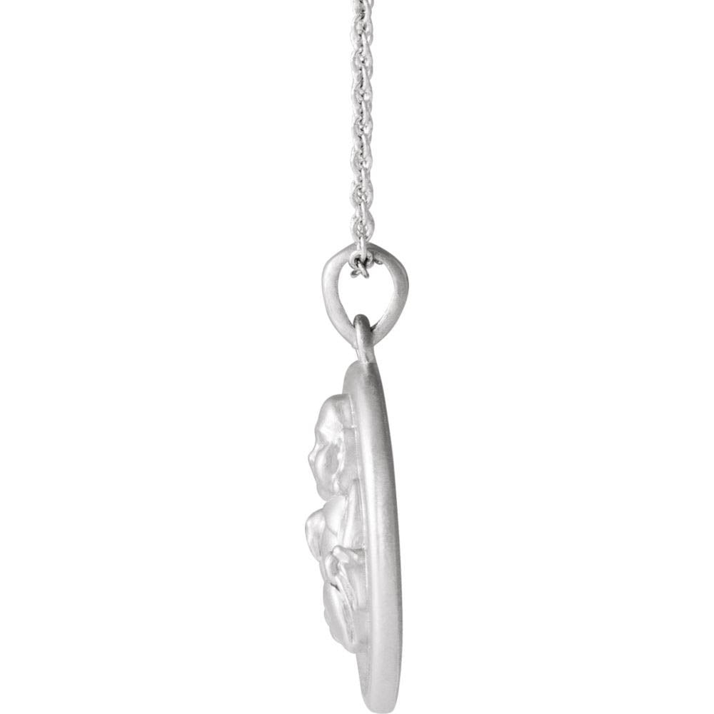 Alternate view of the Sterling Silver Embossed Buddha 16mm Disc Necklace, 16-18 Inch by The Black Bow Jewelry Co.