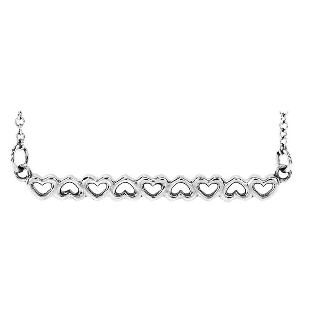 Sterling Silver Connected Hearts Bar Necklace, 18 Inch, Item N14249 by The Black Bow Jewelry Co.