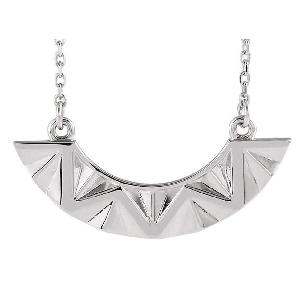 Sterling Silver Curved Chevron Bar Adjustable Necklace, 16-18 Inch, Item N14253 by The Black Bow Jewelry Co.