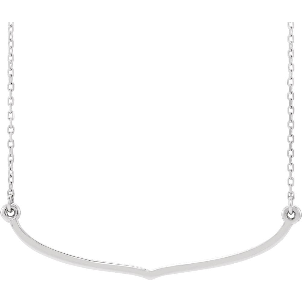 Sterling Silver Curved Freeform Bar Necklace, 16-18 Inch, Item N14286 by The Black Bow Jewelry Co.