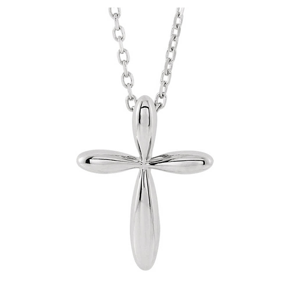 Sterling Silver Rounded Cross Necklace, 16-18 Inch, Item N14289 by The Black Bow Jewelry Co.