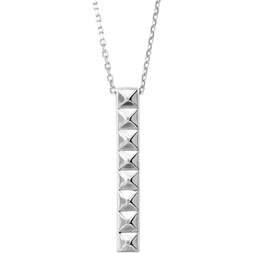 Sterling Silver Vertical Pyramid Bar Necklace, 16-18 Inch, Item N14298 by The Black Bow Jewelry Co.