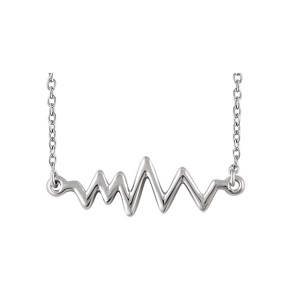 Sterling Silver Heartbeat Bar Necklace, 16-18 Inch, Item N14305 by The Black Bow Jewelry Co.