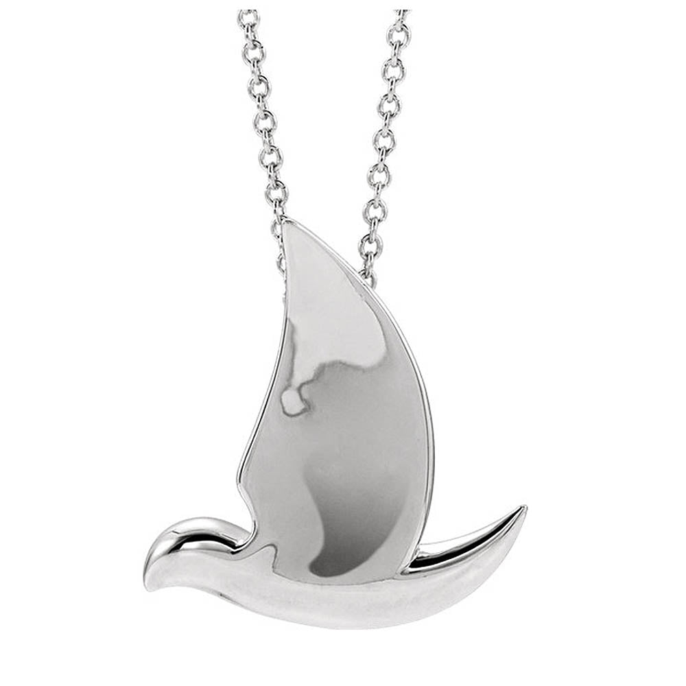 Sterling Silver Polished Dove Necklace, 16-18 Inch, Item N14310 by The Black Bow Jewelry Co.