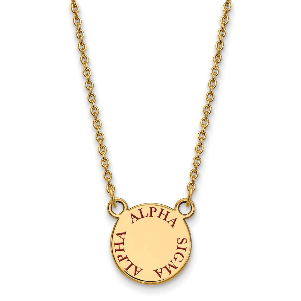 14K Plated Silver Alpha Sigma Alpha Small Enamel Necklace, Item N14355 by The Black Bow Jewelry Co.