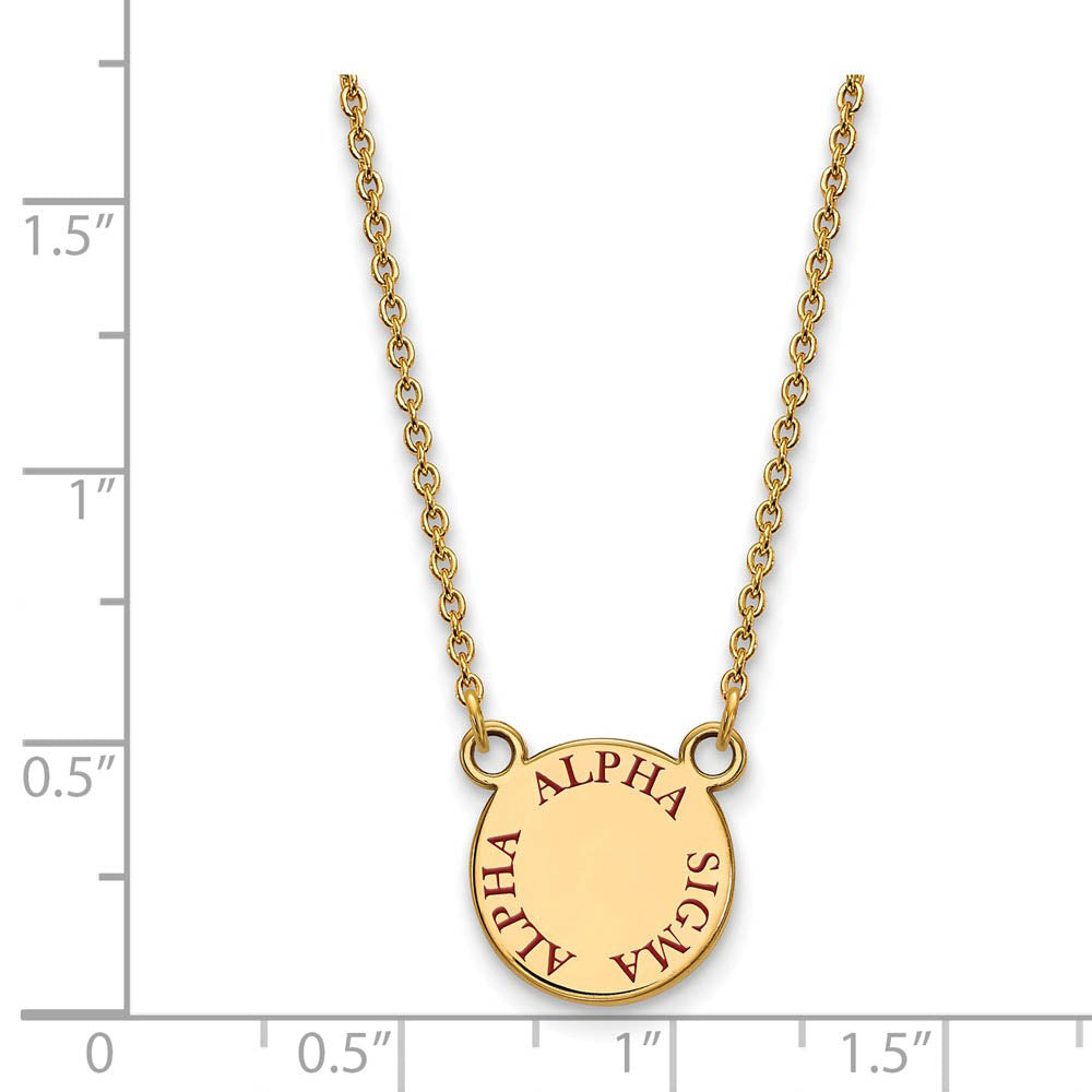 Alternate view of the 14K Plated Silver Alpha Sigma Alpha Small Enamel Necklace by The Black Bow Jewelry Co.