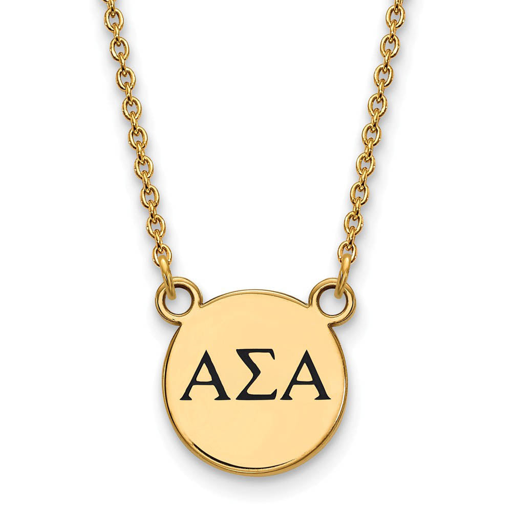 14K Plated Silver Alpha Sigma Alpha Small Black Enamel Necklace, Item N14357 by The Black Bow Jewelry Co.