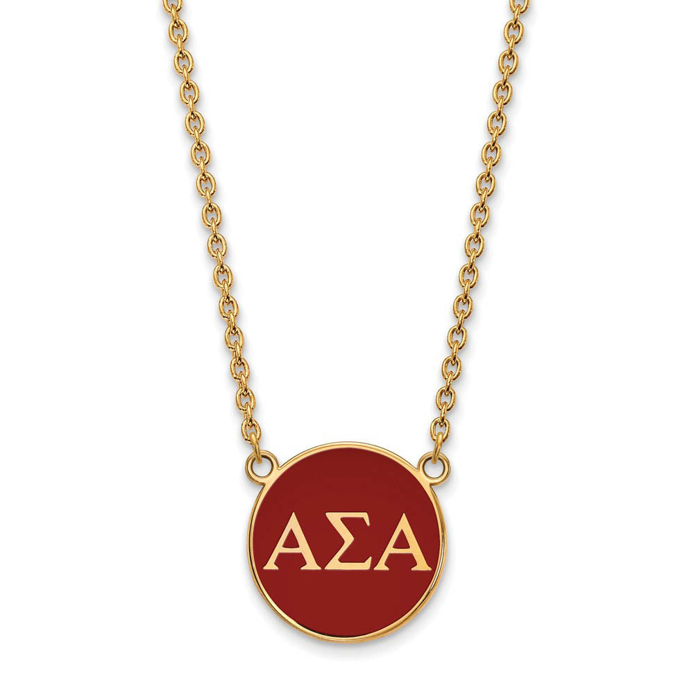 14K Plated Silver Alpha Sigma Alpha Large Greek Letter Enamel Necklace, Item N14362 by The Black Bow Jewelry Co.