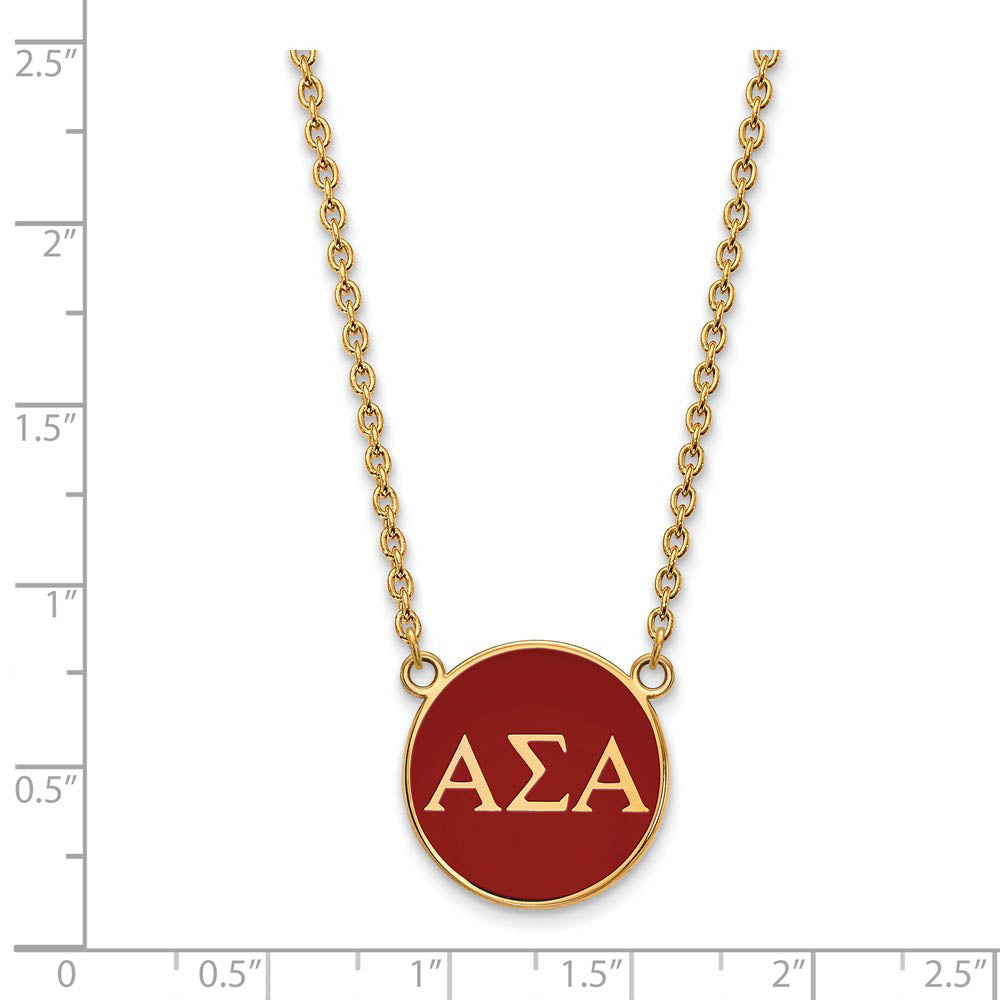 Alternate view of the 14K Plated Silver Alpha Sigma Alpha Large Greek Letter Enamel Necklace by The Black Bow Jewelry Co.