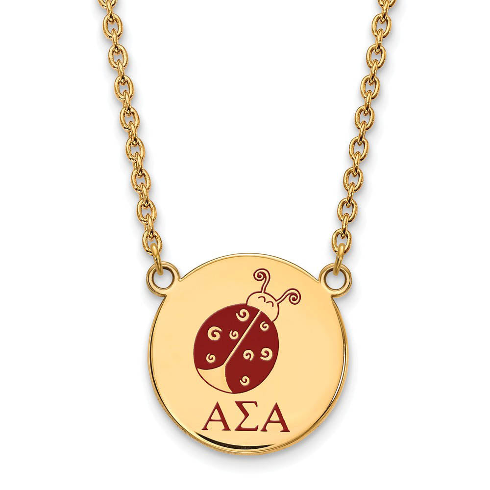 14K Plated Silver Alpha Sigma Alpha Large Mascot Enamel Necklace, Item N14366 by The Black Bow Jewelry Co.