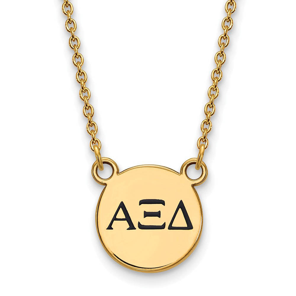 14K Plated Silver Alpha Xi Delta Small Blue Greek Enamel Necklace, Item N14371 by The Black Bow Jewelry Co.