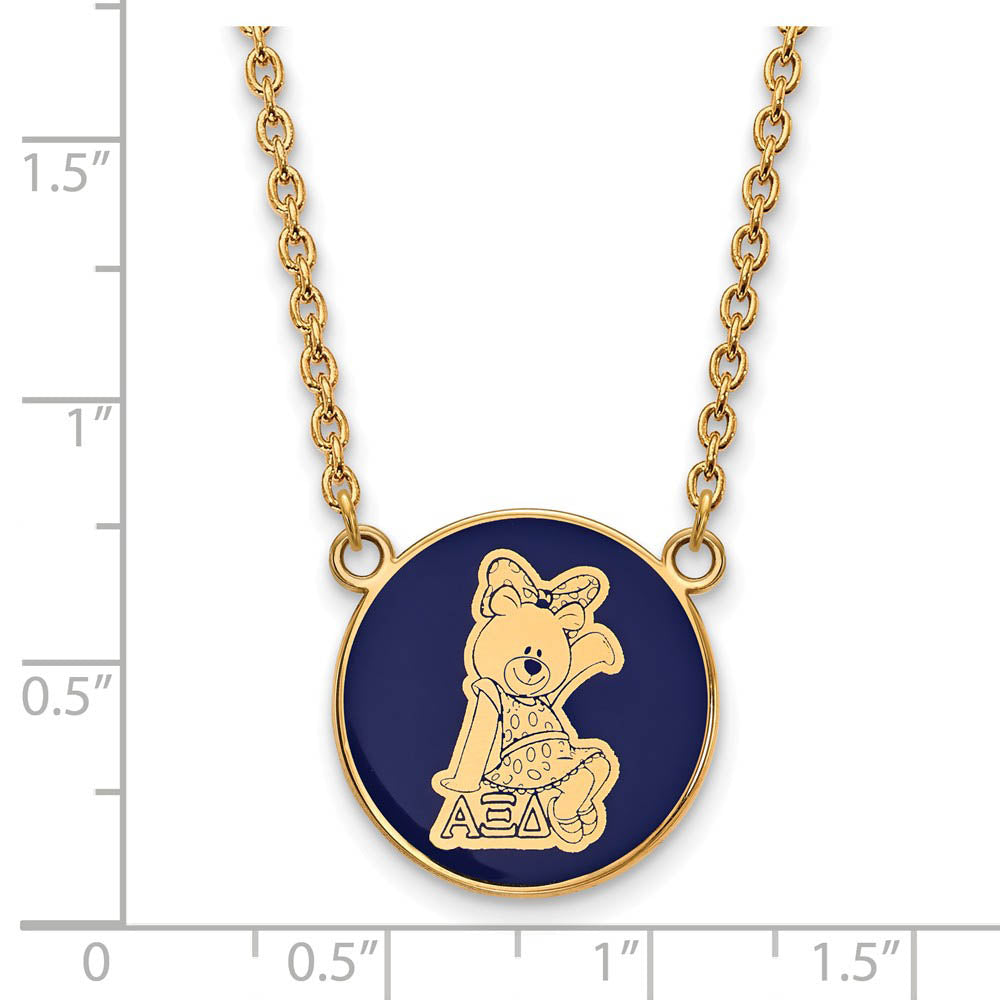 Alternate view of the 14K Plated Silver Alpha Xi Delta Large Enamel Mascot Necklace by The Black Bow Jewelry Co.