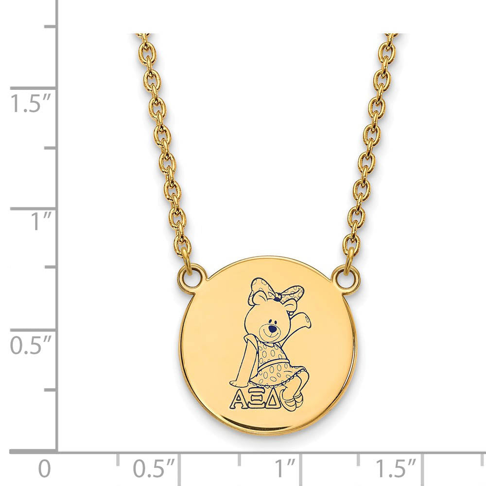 Alternate view of the 14K Plated Silver Alpha Xi Delta Large Enamel Necklace by The Black Bow Jewelry Co.