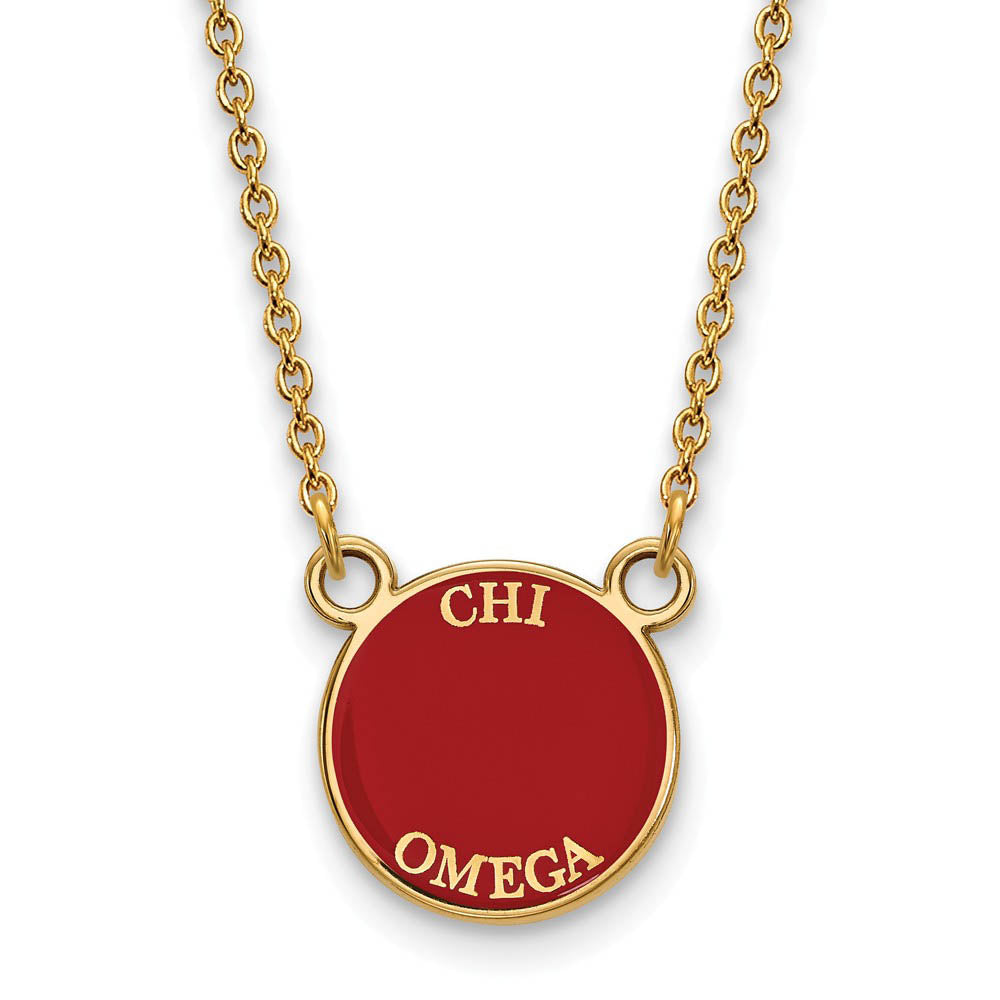 14K Plated Silver Chi Omega XS (Tiny) Enamel Necklace, Item N14380 by The Black Bow Jewelry Co.