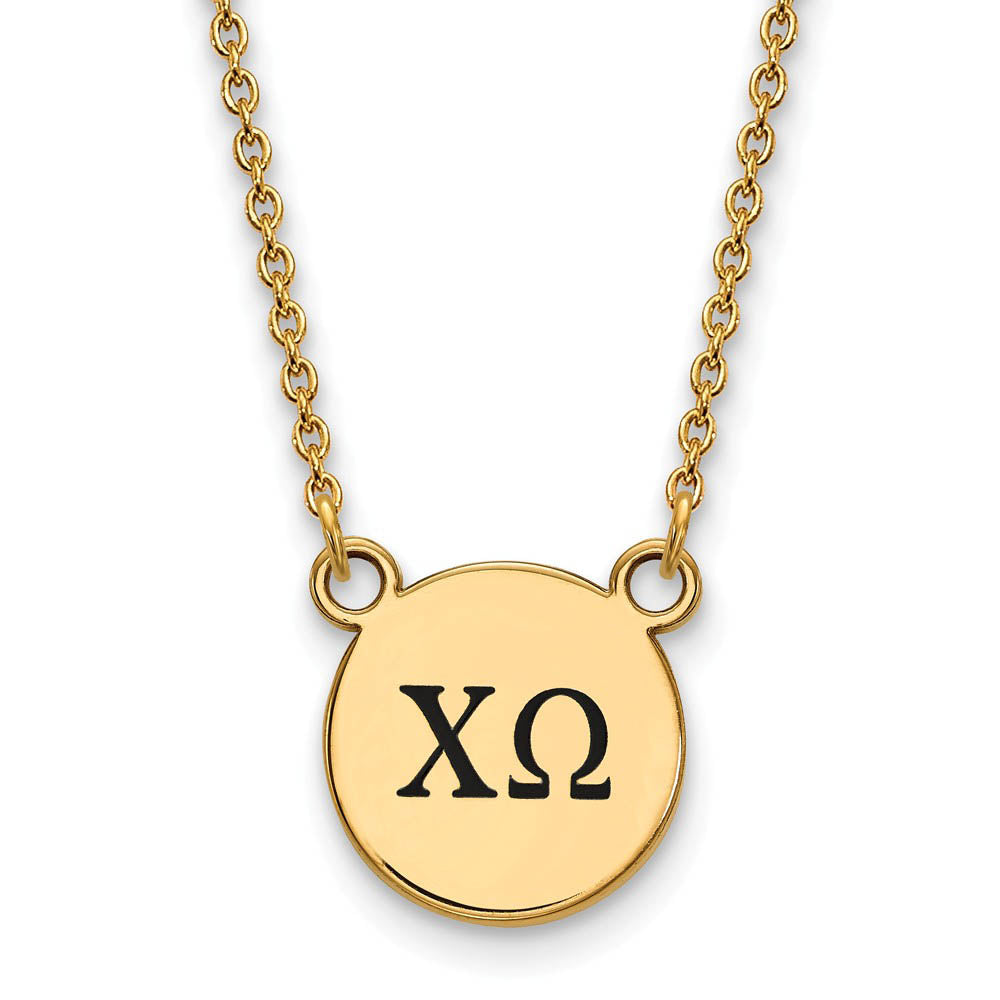 14K Plated Silver Chi Omega Small Enamel Greek Letters Necklace, Item N14384 by The Black Bow Jewelry Co.