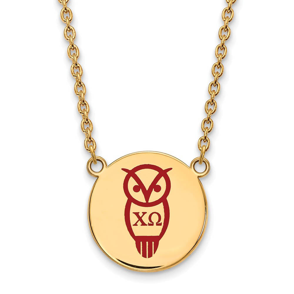 14K Plated Silver Chi Omega Large Enamel Necklace, Item N14393 by The Black Bow Jewelry Co.