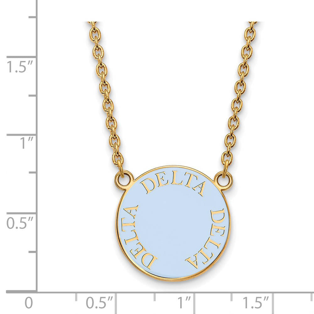 Alternate view of the 14K Plated Silver Delta Delta Delta Large Blue Enamel Necklace by The Black Bow Jewelry Co.