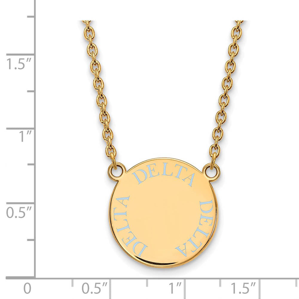 Alternate view of the 14K Plated Silver Delta Delta Delta Large Enamel Disc Necklace by The Black Bow Jewelry Co.