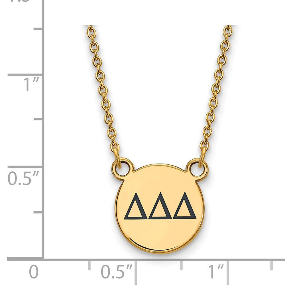 Alternate view of the 14K Plated Silver Delta Delta Delta Sm Enamel Greek Letters Necklace by The Black Bow Jewelry Co.