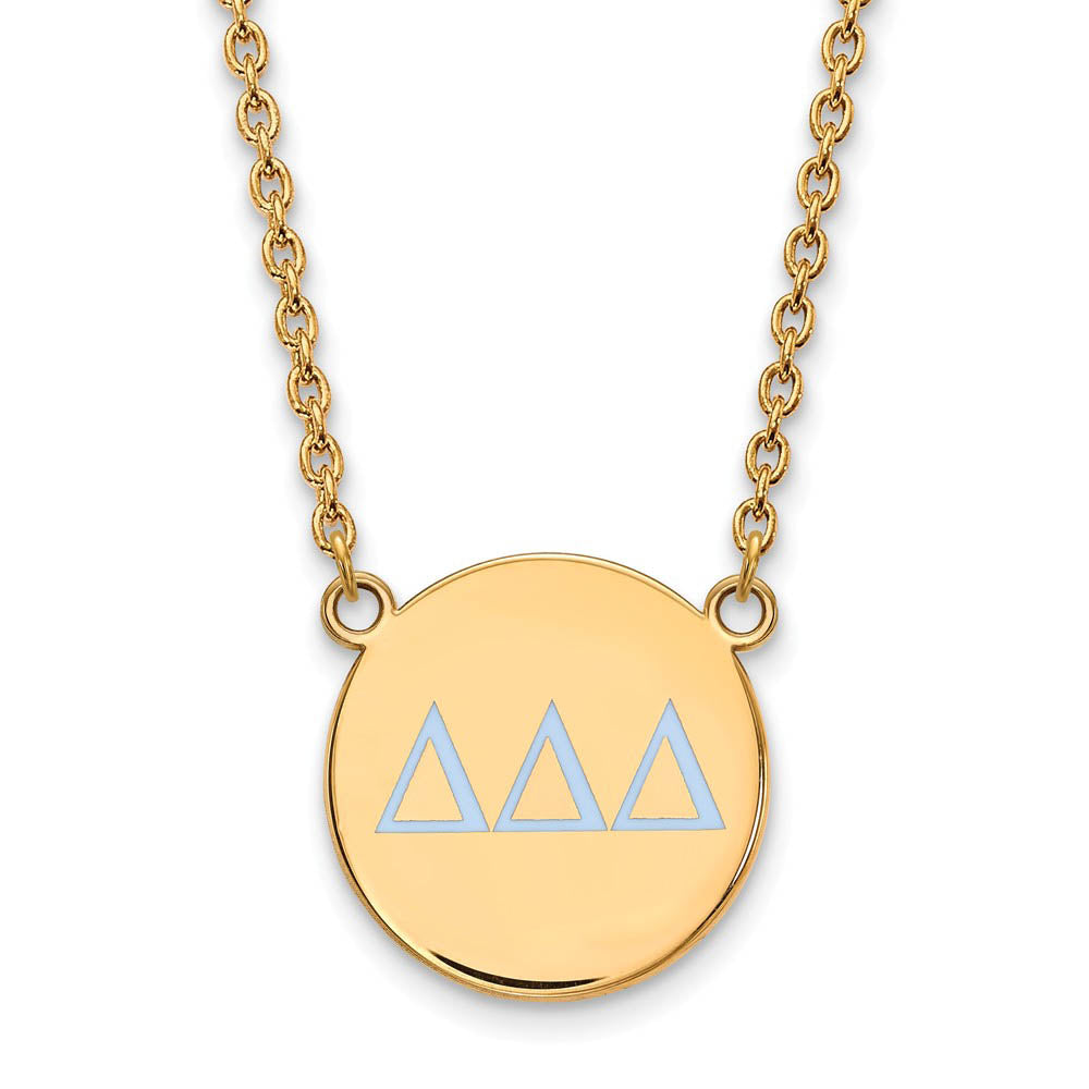 14K Plated Silver Delta Delta Delta Lg Enamel Greek Letters Necklace, Item N14401 by The Black Bow Jewelry Co.