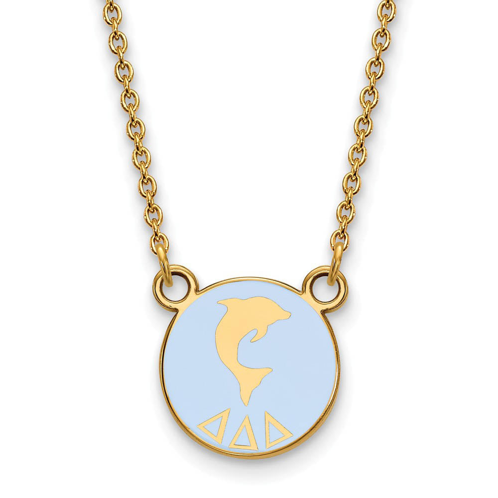 14K Plated Silver Delta Delta Delta Small Enamel Mascot Necklace, Item N14404 by The Black Bow Jewelry Co.