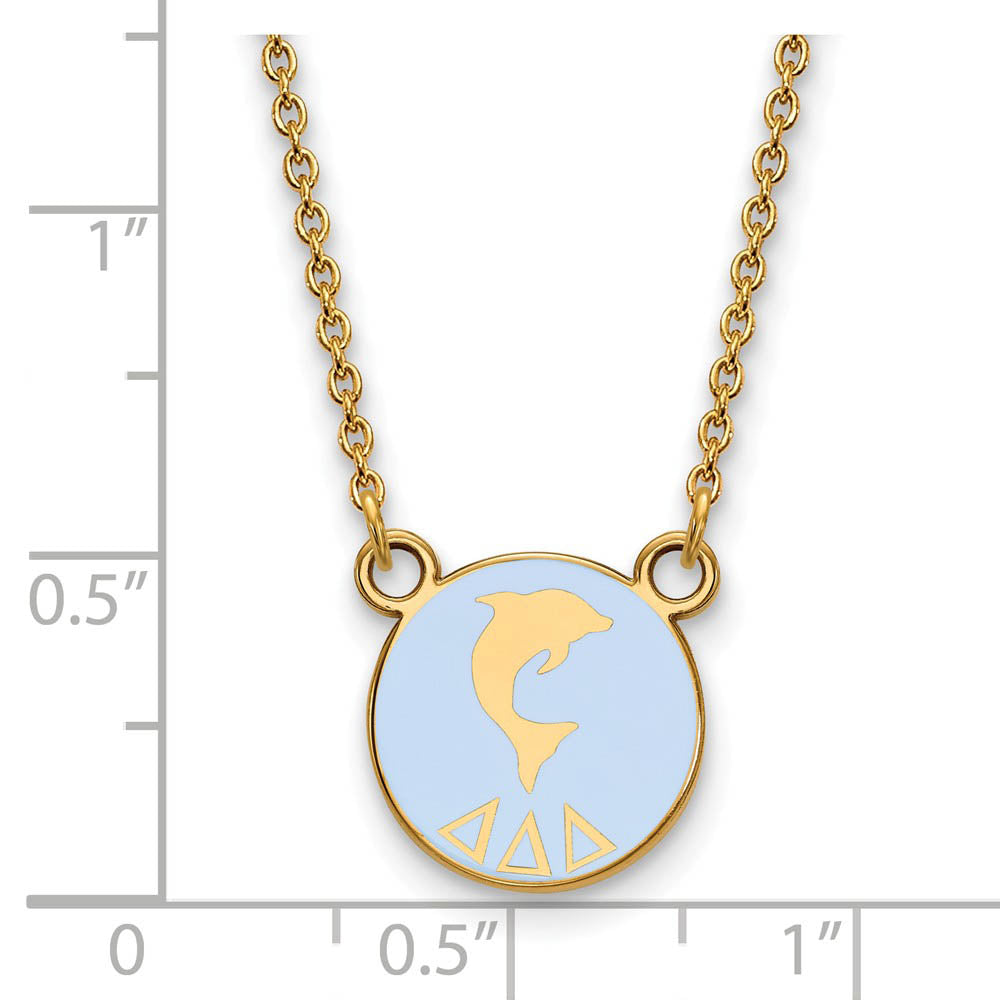 Alternate view of the 14K Plated Silver Delta Delta Delta Small Enamel Mascot Necklace by The Black Bow Jewelry Co.