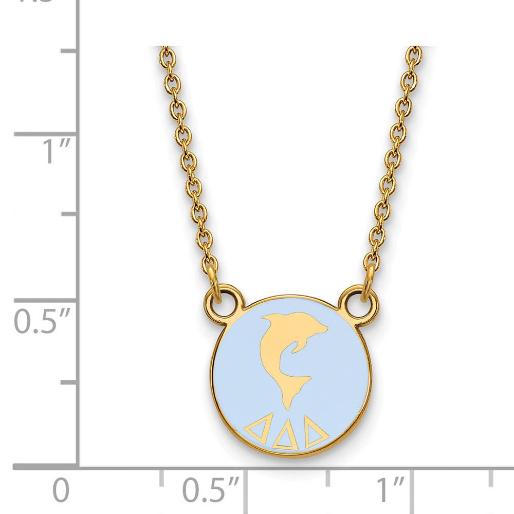 Alternate view of the 14K Plated Silver Delta Delta Delta Small Enamel Mascot Necklace by The Black Bow Jewelry Co.