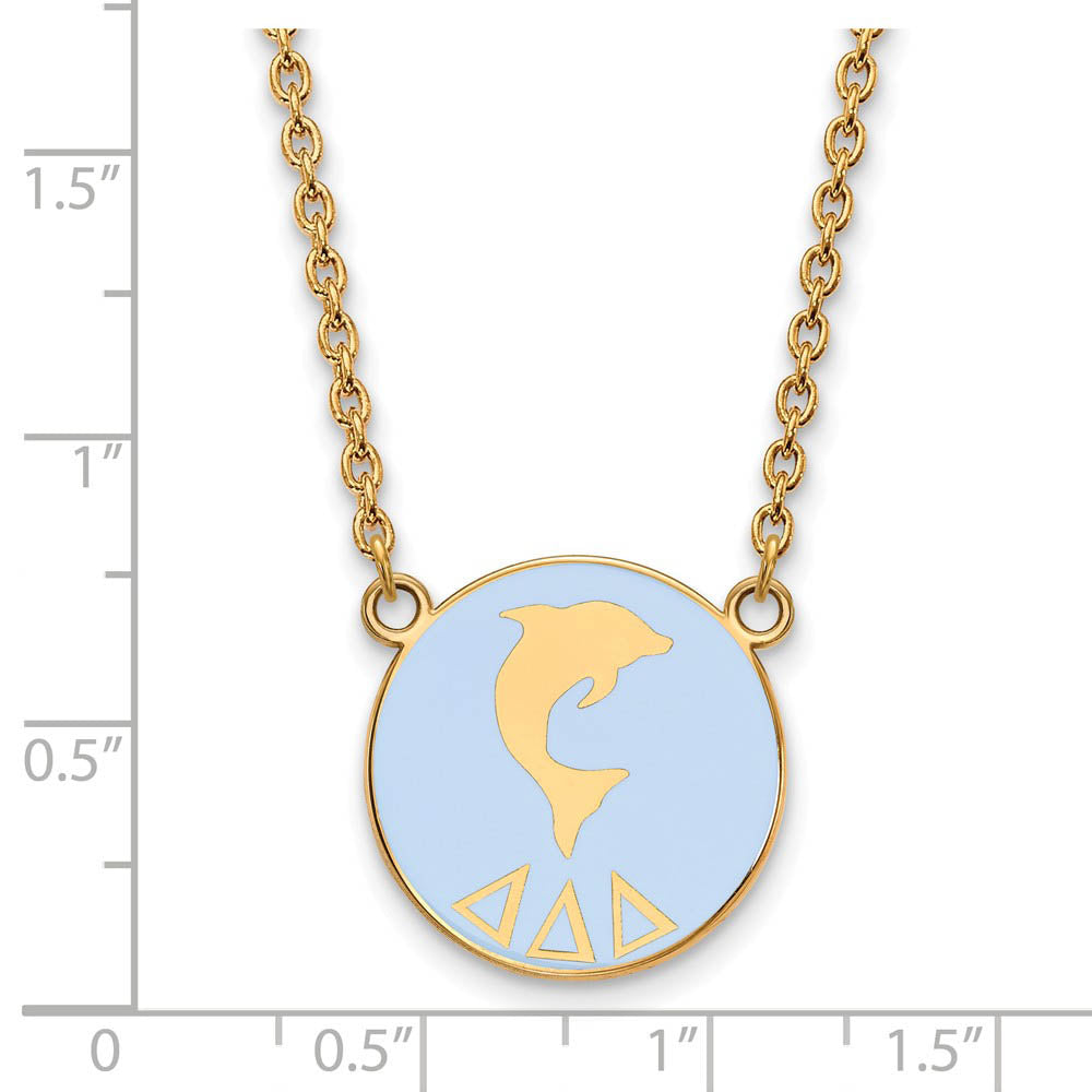 Alternate view of the 14K Plated Silver Delta Delta Delta Large Enamel Mascot Necklace by The Black Bow Jewelry Co.
