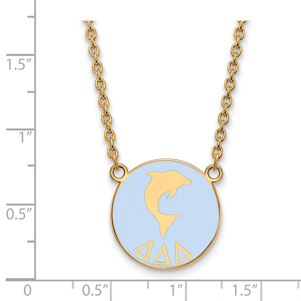 Alternate view of the 14K Plated Silver Delta Delta Delta Large Enamel Mascot Necklace by The Black Bow Jewelry Co.