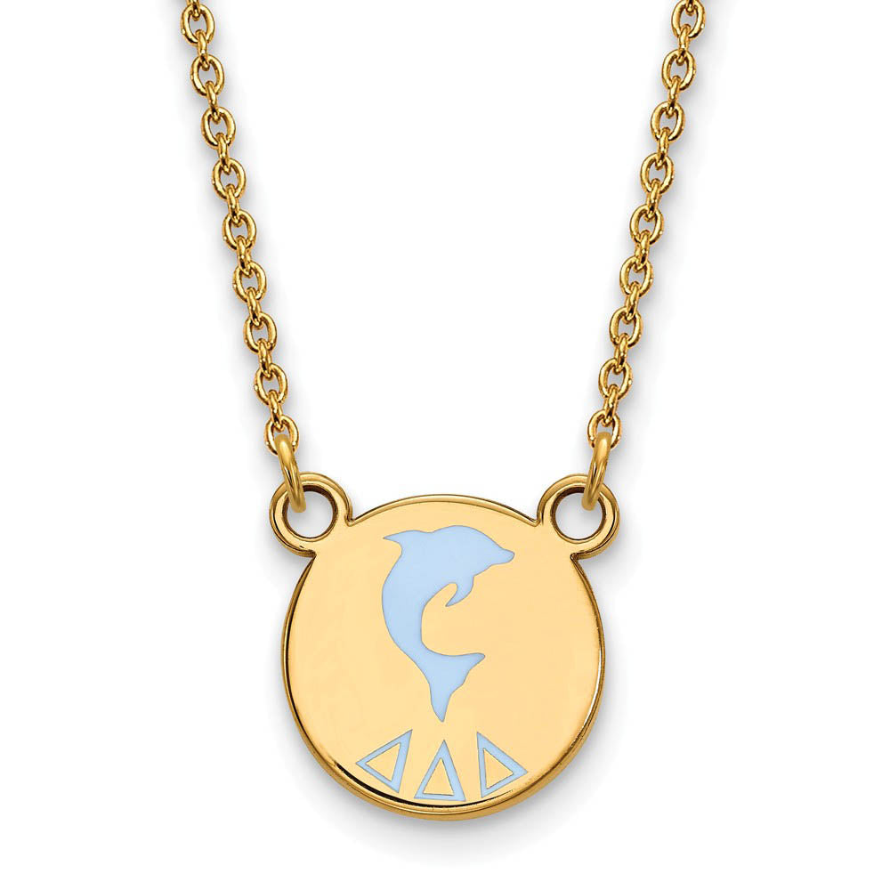 14K Plated Silver Delta Delta Delta Small Enamel Necklace, Item N14406 by The Black Bow Jewelry Co.