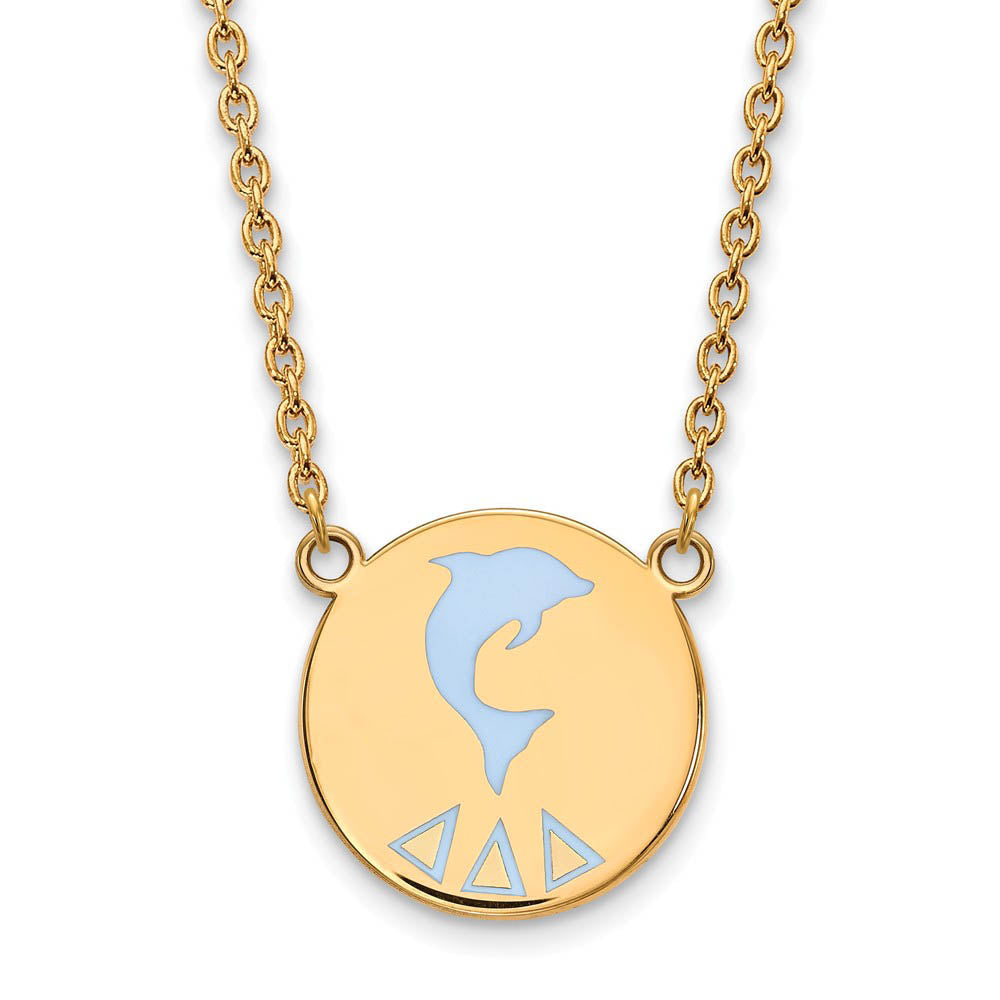 14K Plated Silver Delta Delta Delta Large Enamel Necklace, Item N14407 by The Black Bow Jewelry Co.