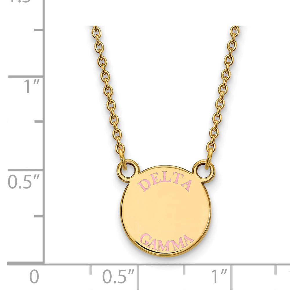 Alternate view of the 14K Plated Silver Delta Gamma Small Enamel Necklace by The Black Bow Jewelry Co.