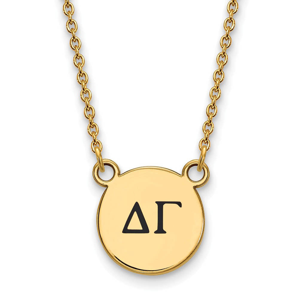 14K Plated Silver Delta Gamma Small Enamel Greek Letters Necklace, Item N14411 by The Black Bow Jewelry Co.