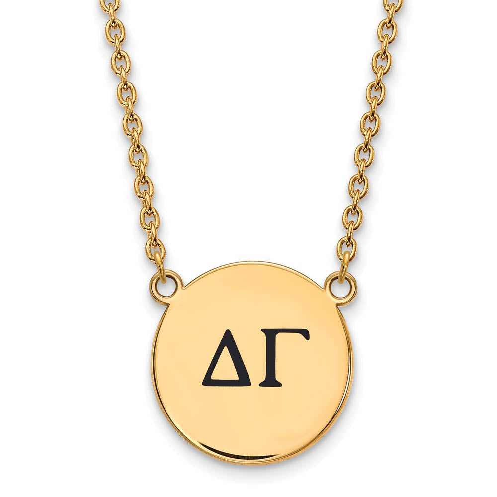 14K Plated Silver Delta Gamma Large Enamel Greek Letters Necklace, Item N14412 by The Black Bow Jewelry Co.