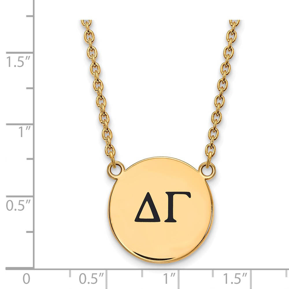 Alternate view of the 14K Plated Silver Delta Gamma Large Enamel Greek Letters Necklace by The Black Bow Jewelry Co.
