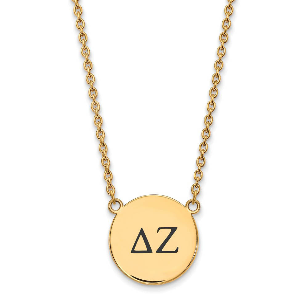 14K Plated Silver Delta Zeta Large Enamel Greek Letters Necklace, Item N14432 by The Black Bow Jewelry Co.