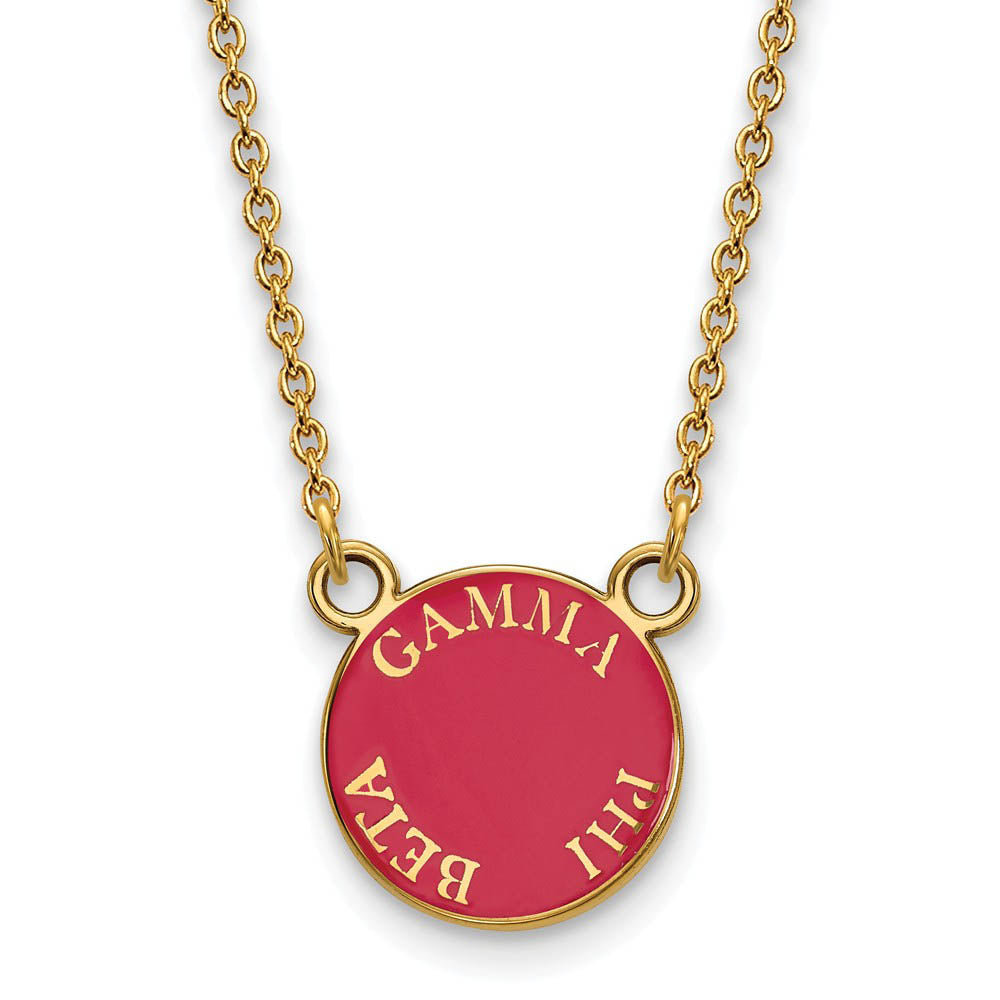 14K Plated Silver Gamma Phi Beta Small Enamel Disc Necklace, Item N14435 by The Black Bow Jewelry Co.
