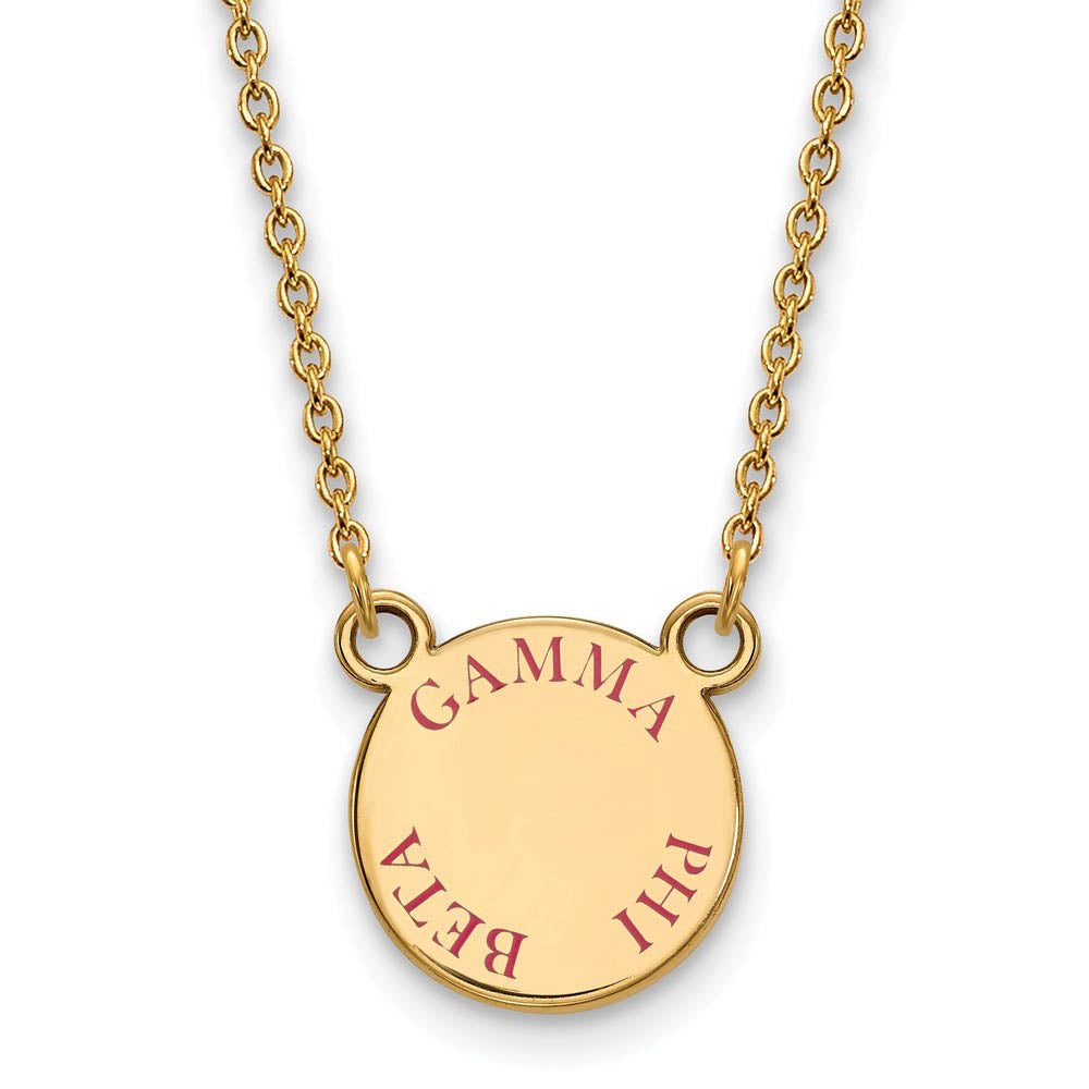 14K Plated Silver Gamma Phi Beta Small Dk Pink Enamel Necklace, Item N14437 by The Black Bow Jewelry Co.