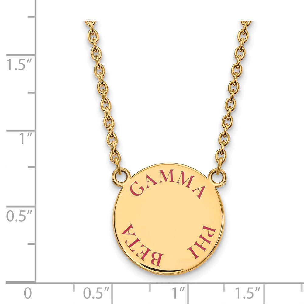 Alternate view of the 14K Plated Silver Gamma Phi Beta Large Dk Pink Enamel Necklace by The Black Bow Jewelry Co.