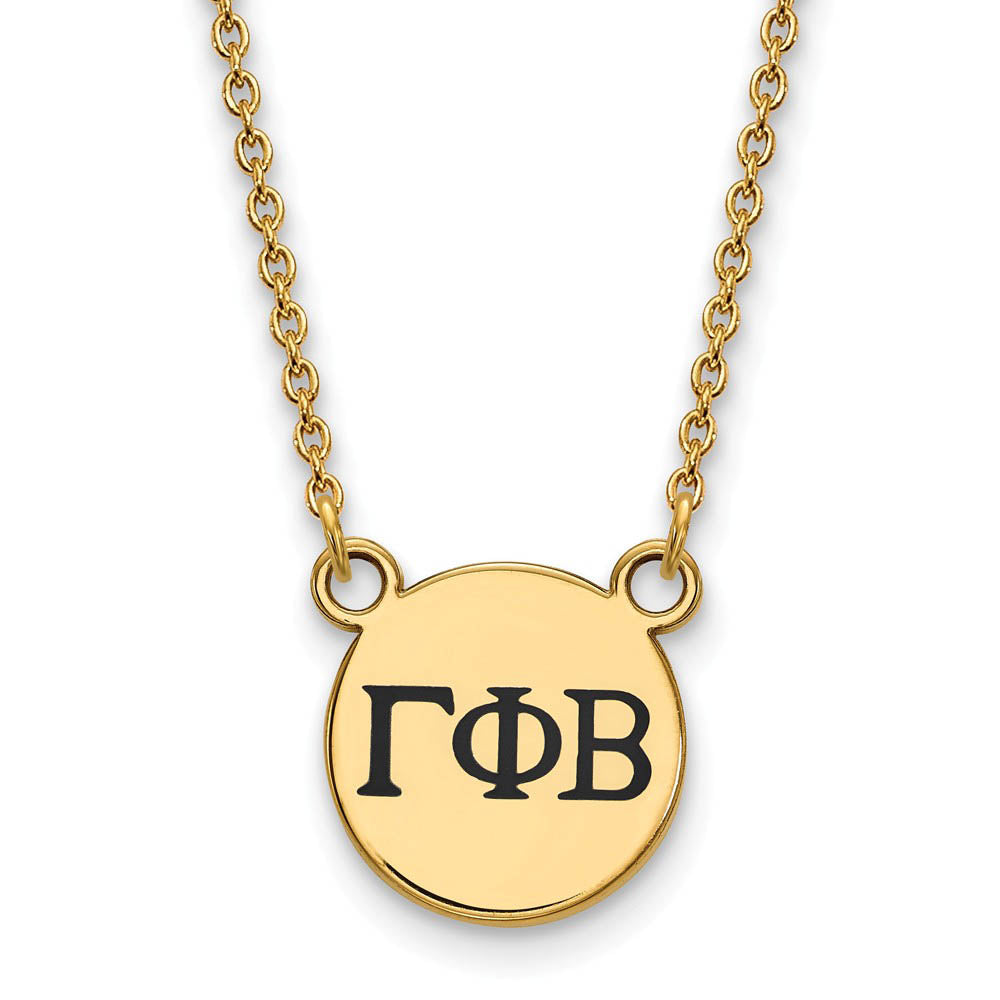 14K Plated Silver Gamma Phi Beta Small Enamel Greek Letters Necklace, Item N14439 by The Black Bow Jewelry Co.