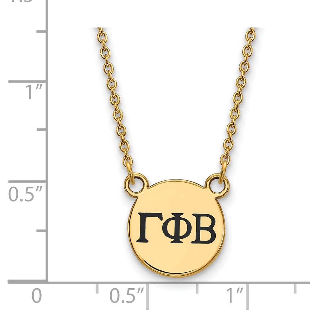 Alternate view of the 14K Plated Silver Gamma Phi Beta Small Enamel Greek Letters Necklace by The Black Bow Jewelry Co.