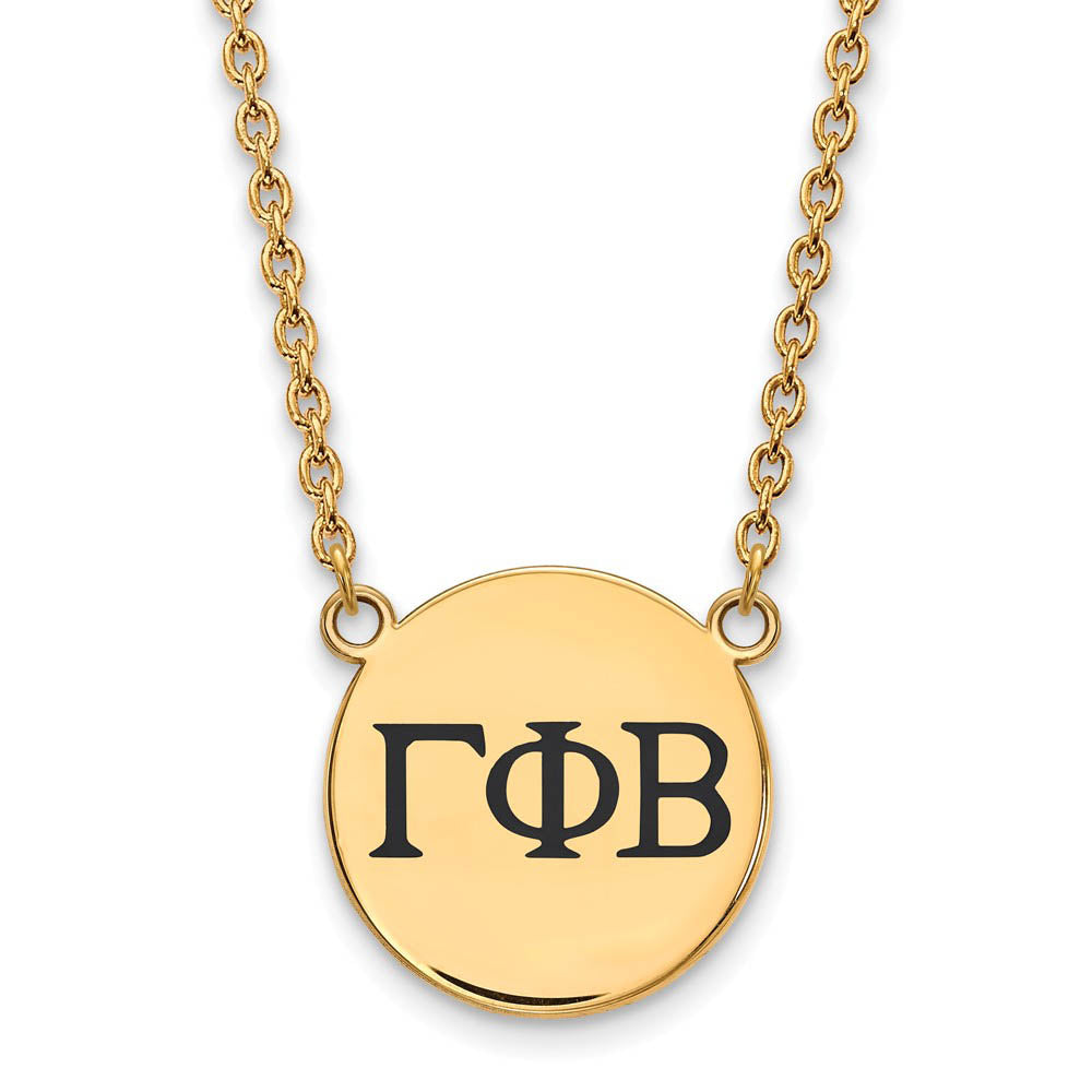 14K Plated Silver Gamma Phi Beta Large Enamel Greek Letters Necklace, Item N14440 by The Black Bow Jewelry Co.