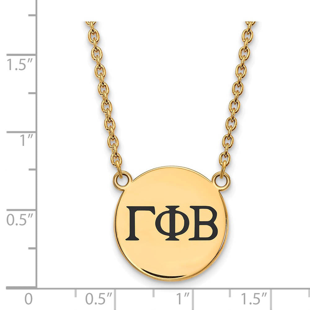 Alternate view of the 14K Plated Silver Gamma Phi Beta Large Enamel Greek Letters Necklace by The Black Bow Jewelry Co.