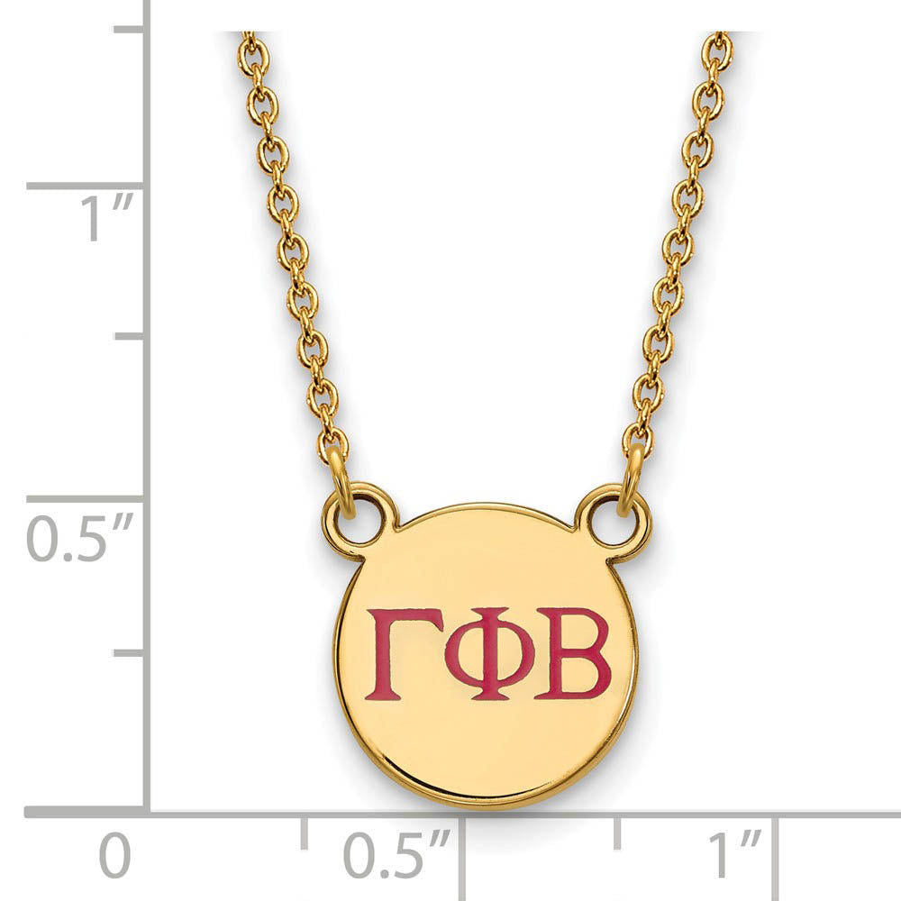 Alternate view of the 14K Plated Silver Gamma Phi Beta Sm Pink Enamel Greek Letters Necklace by The Black Bow Jewelry Co.