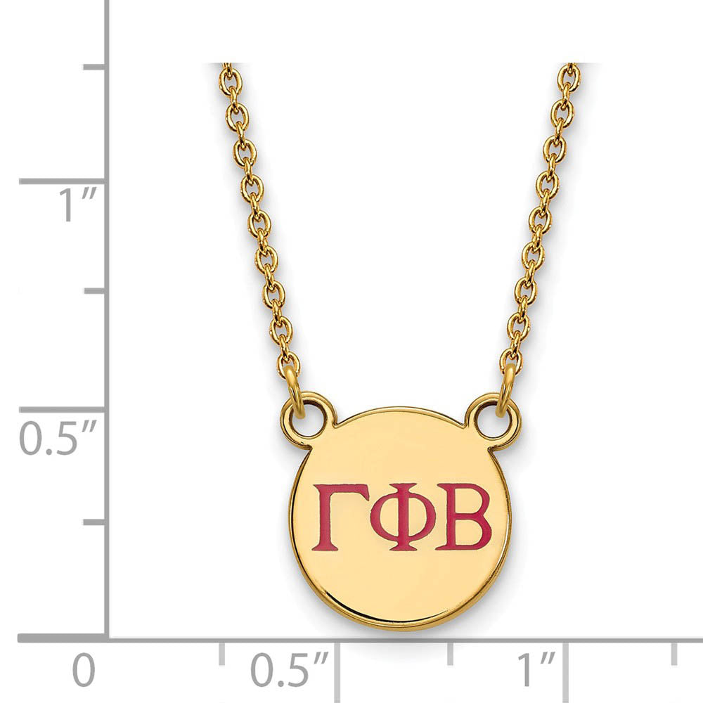 Alternate view of the 14K Plated Silver Gamma Phi Beta Sm Pink Enamel Greek Letters Necklace by The Black Bow Jewelry Co.